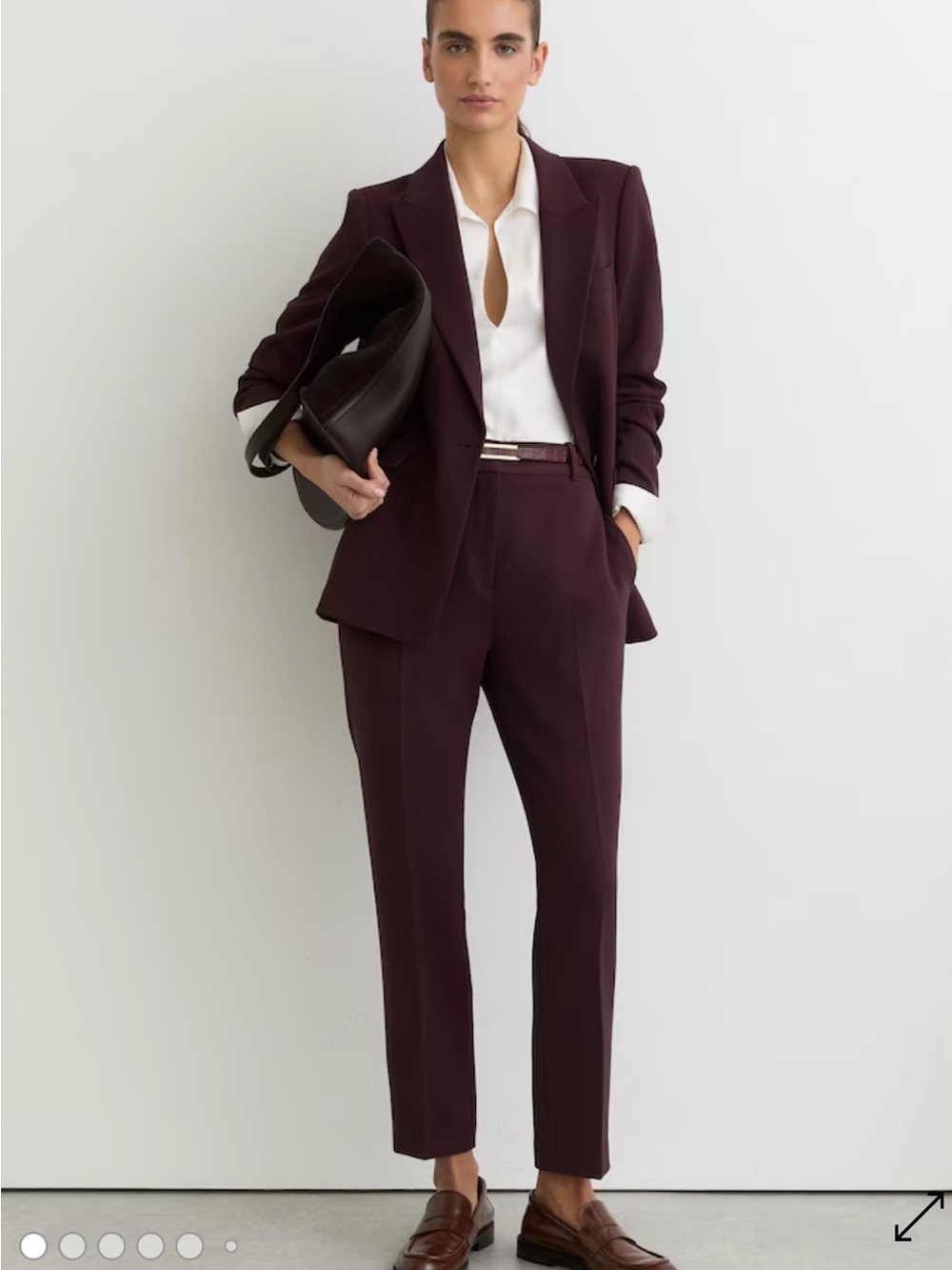REISS Gabi Slim Fit Suit Trousers Berry Burgundy US 10 NWT $175
